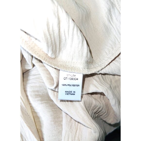 Zenana Crinkle Texture Beige Short Sleeve Top With Ruffle Detail S 100% Polyeste - Picture 4 of 5